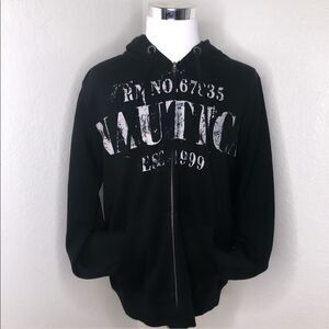 Nautica Jeans Zippered Hoodie Black Sz L